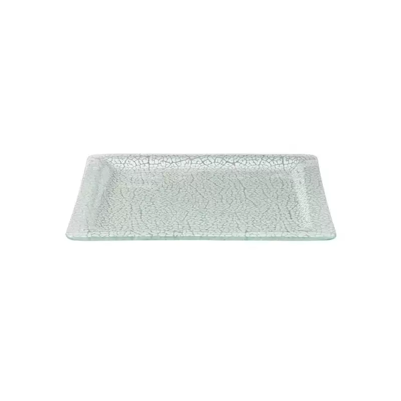 Rosseto Foglia White 12" Square Handmade Glass Rimmed Platter - Set of 2 - 11.8x11.8x0.7 In.