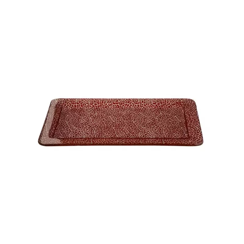 Rosseto Foglia Cognac 16" Rectangle Handmade Glass Rimmed Platter - 1 Piece - 15.7x9.8x0.8 In.