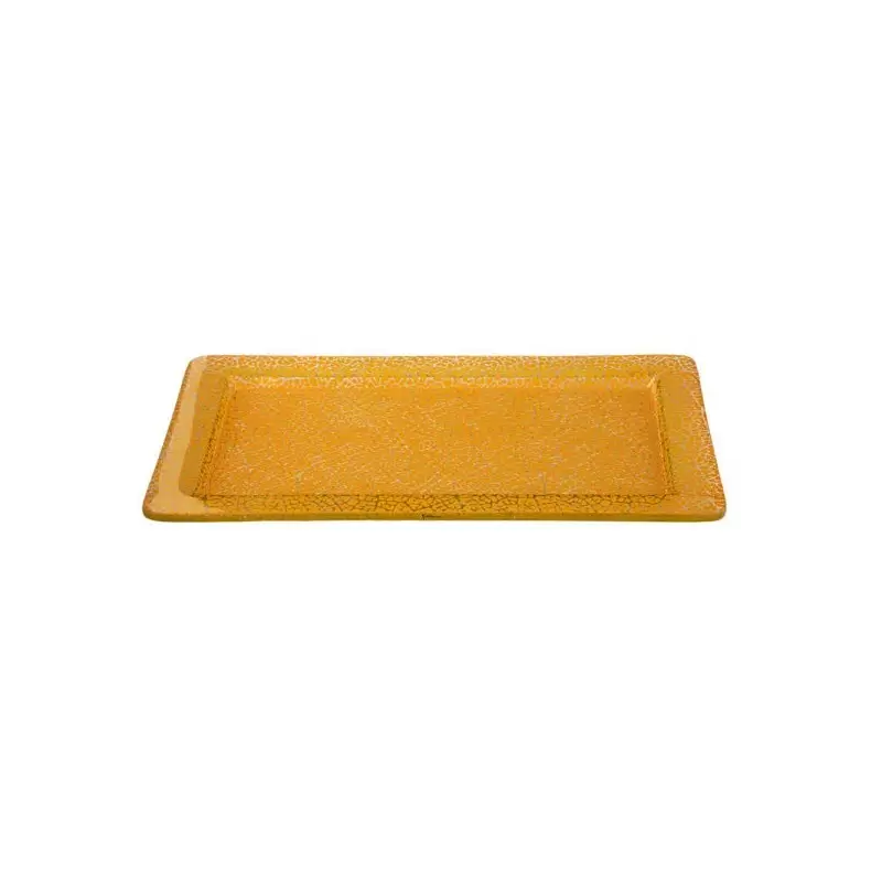 Rosseto Foglia Mustard 16" Rectangle Handmade Glass Rimmed Platter - 1 EA. - 15.7x9.8x0.8 In.