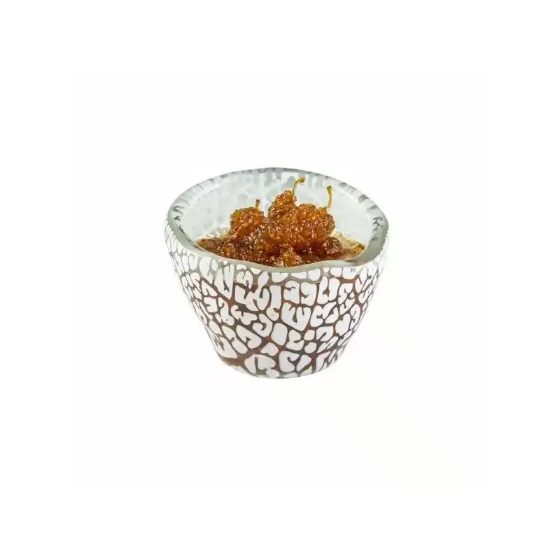 Rosseto Foglia White Mini Round Deep Narrow Handmade Glass Bowl - Set of 12 - 3.3x3.3x2.8 In.