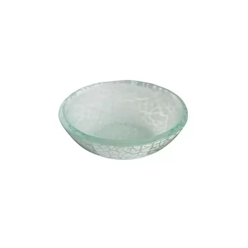 Rosseto Foglia White Mini Round Shallow Handmade Glass Bowl - Set of 12 - 4.1x4.1x1.2 In.