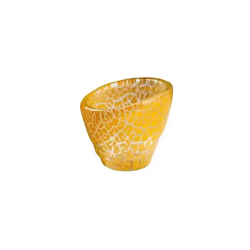 Rosseto Foglia Mustard Mini Round Deep Narrow Handmade Glass Bowl - Set of 12 - 3.3x3.3x2.8 In.