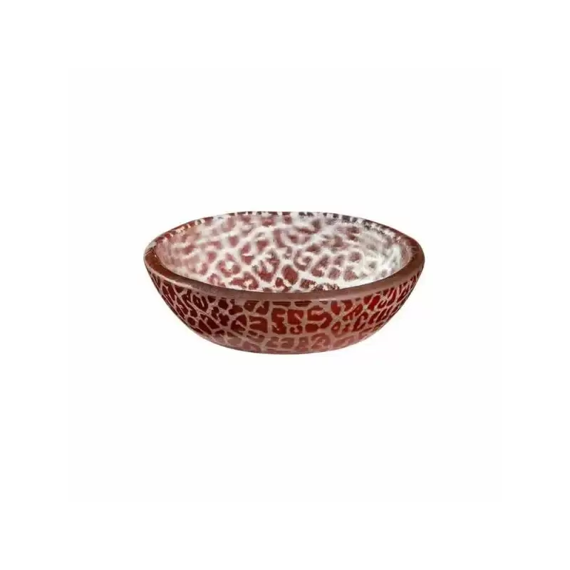 Rosseto Foglia Cognac Mini Round Shallow Handmade Glass Bowl - Set of 12 - 4.1x4.1x1.2 In.