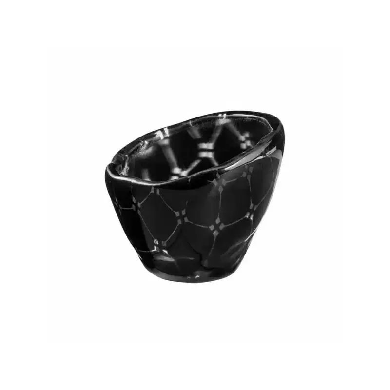 Rosseto Zenit Black Mini Round Deep Narrow Handmade Glass Bowl - Set of 12 - 3.3x3.3x2.8 In.