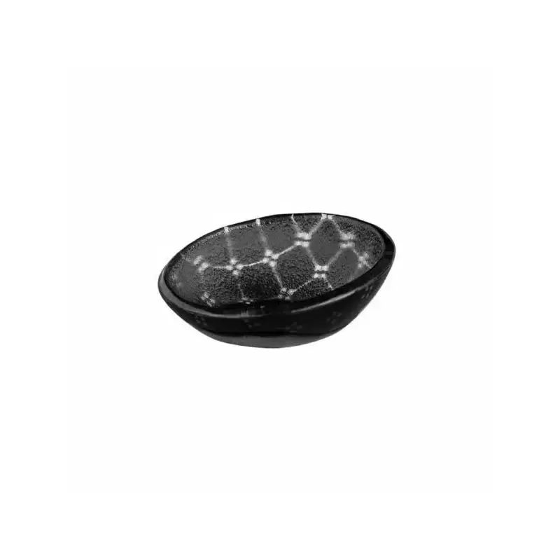 Rosseto Zenit Black Mini Round Shallow Handmade Glass Bowl - Set of 12 - 4.1x4.1x1.2 In.