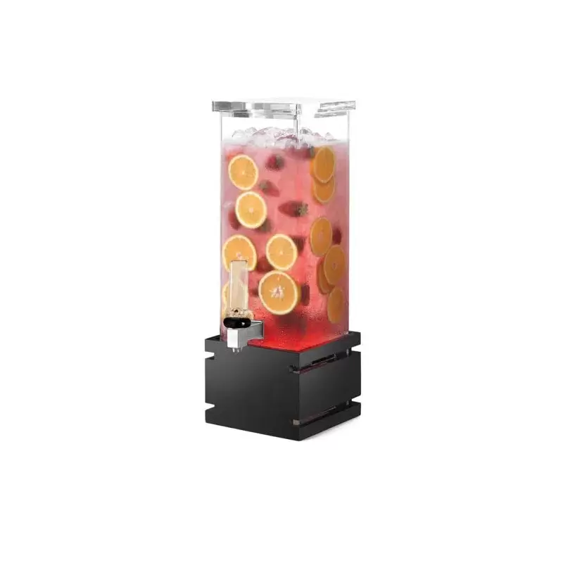 Rosseto Square 2 Gal. Beverage Dispenser with Black Gloss Bamboo Base - 1 Piece - 8.25 x 8.25 x 23.5 In.