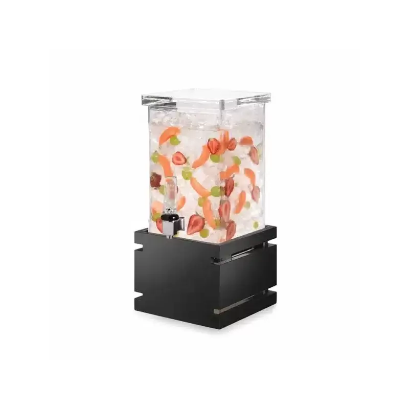 Rosseto Square 1 Gal. Beverage Dispenser with Black Gloss Bamboo Base - 1 Piece - 8.25 x 8.25 x 16.75 In.