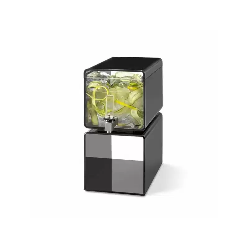 Rosseto Lucid Cuboid 2 Gal. Black Acrylic Beverage Dispenser - 1 Piece - 7.75 x 11.75 x 16.25 In.