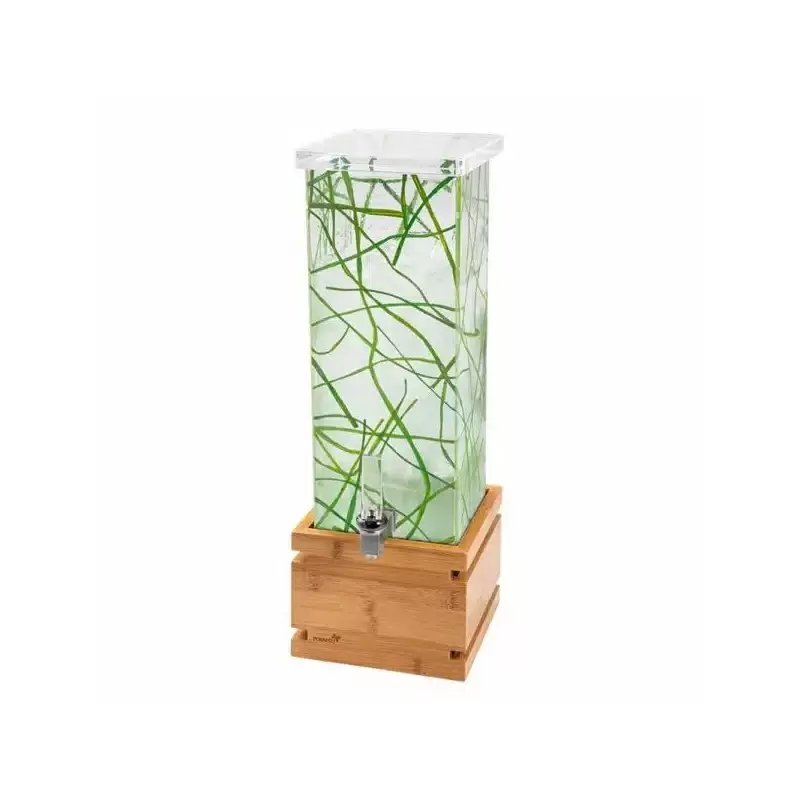 Rosseto Sea Grass Square 2 Gal. Beverage Dispenser with Bamboo Base - 1 Piece - 8.25x8.25x23.5 In.