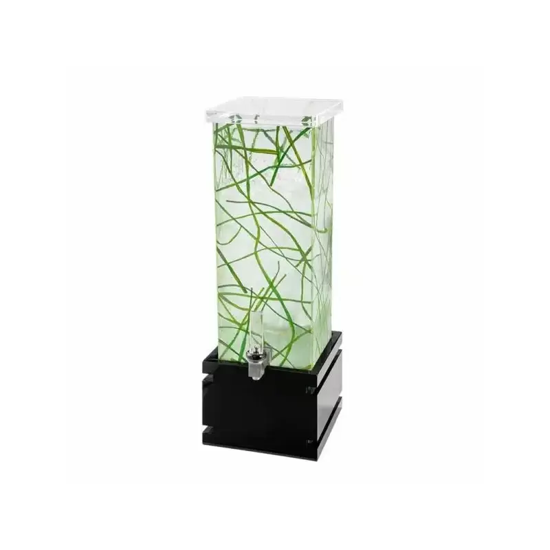 Rosseto Sea Grass Square 2 Gal. Beverage Dispenser with Black Bamboo Base - 1 Piece - 8.25x8.25x23.5 In.