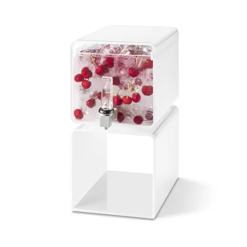 Rosseto Lucid Cuboid 2 Gal. White Acrylic Beverage Dispenser - 1 Piece - 7.75 x 11.75 x 16.25 In.