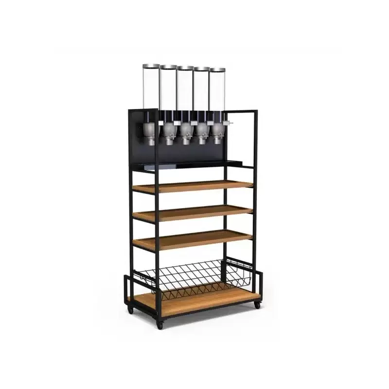 Rosseto Modulite Cart Kit A - EZ Serv 5 Dispenser with Catch Tray - 3 Bamboo Shelves & Wire Shelf - 1 Kit - 36 x 20 x72 In.