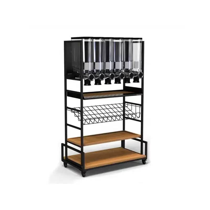 Rosseto Modulite Cart Kit B- ProBulk with 6 Dispensers - Catch Tray -1 Bamboo and 1 Wire Shelf - 1 Kit - 36 x 20 x 64 In.