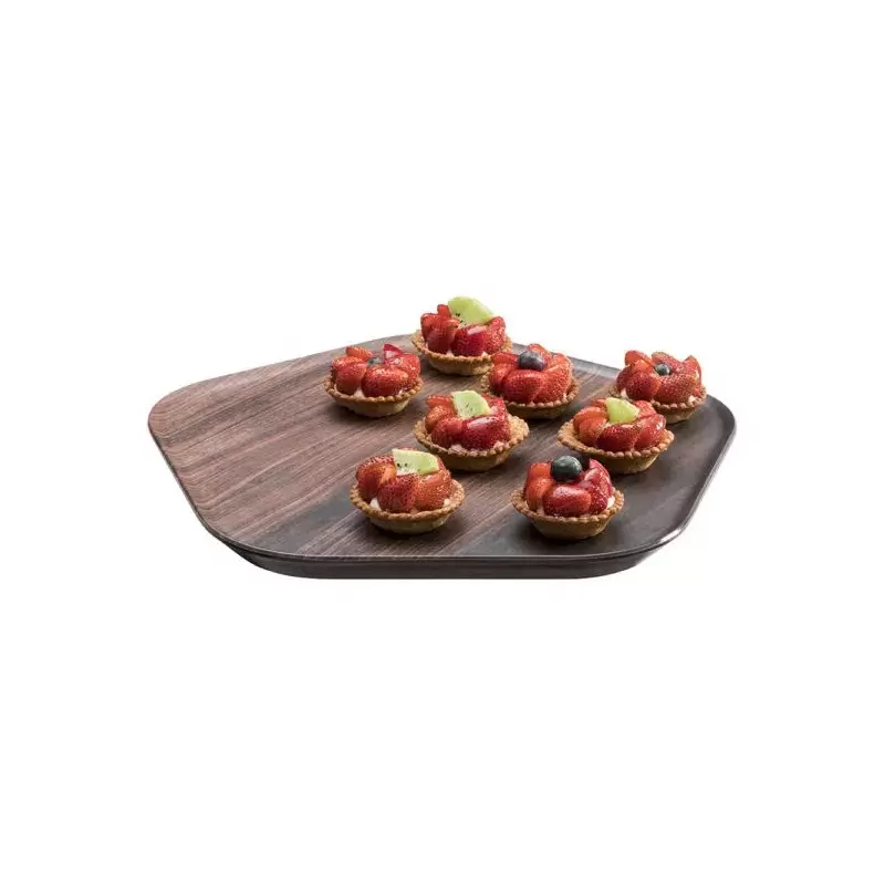 Rosseto Forme' Melamine Polygon Walnut Tray (Set of 3 pcs.) - 1 SET - 14.5 x 14 x 1 In.