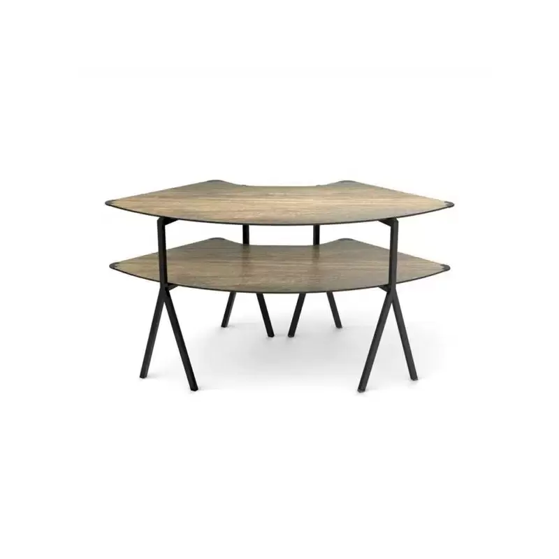 Rosseto Modulite 2 level Kit - Walnut 2 Qtr Round Table Top - Black Legs - 64.5 x 33.5 x 31.8 In.