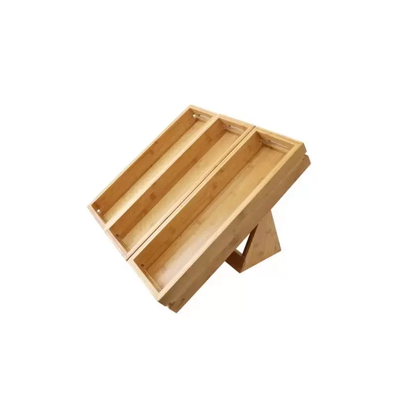 Rosseto Natura Bamboo 3 Medium Trays & Stand Set (4 pcs.) - 1 Piece - 19.38 x 17.75 x 13 In.