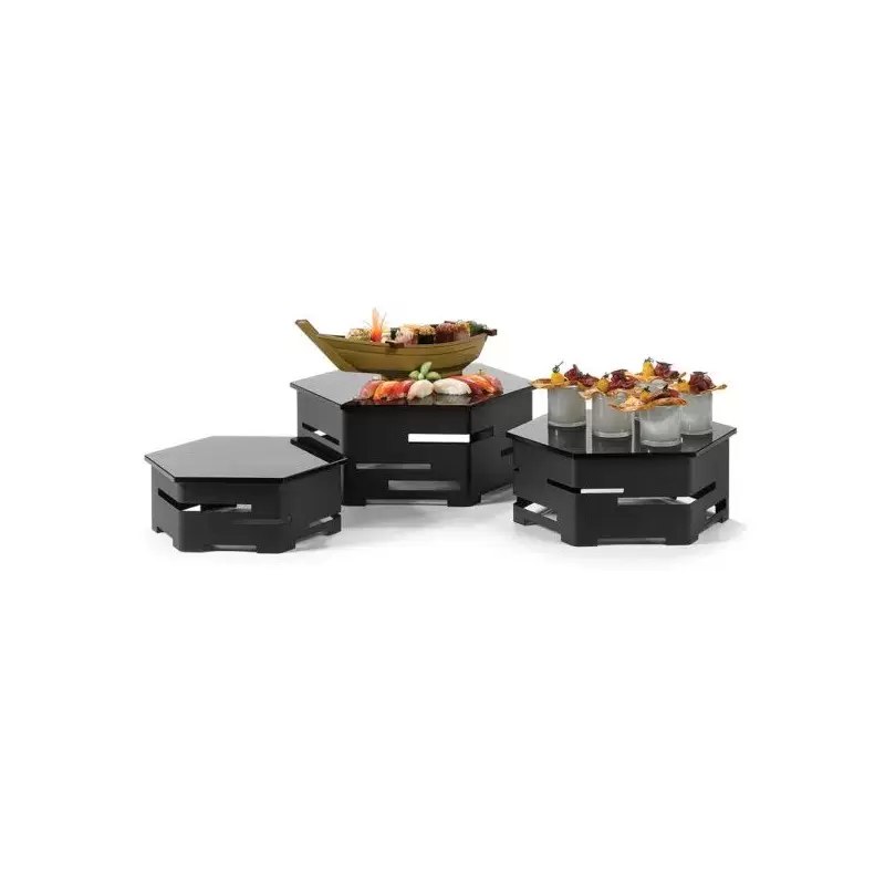 Rosseto 6 PC.KIT - 1 Small - 1 Medium - 1 Large Black HONEYCOMB Risers&3 Matching Black Acrylic Surfaces - 1 small 14" x 5" powd