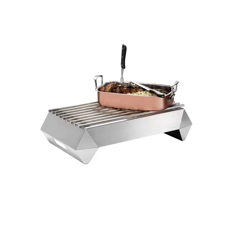 Rosseto Diamond Multi-Chef 7" Stainless Steel Warmer Kit with Grill - 3 Fuel Holders - & Rev. Burner Stand - 26.63 x 16 x 7.38