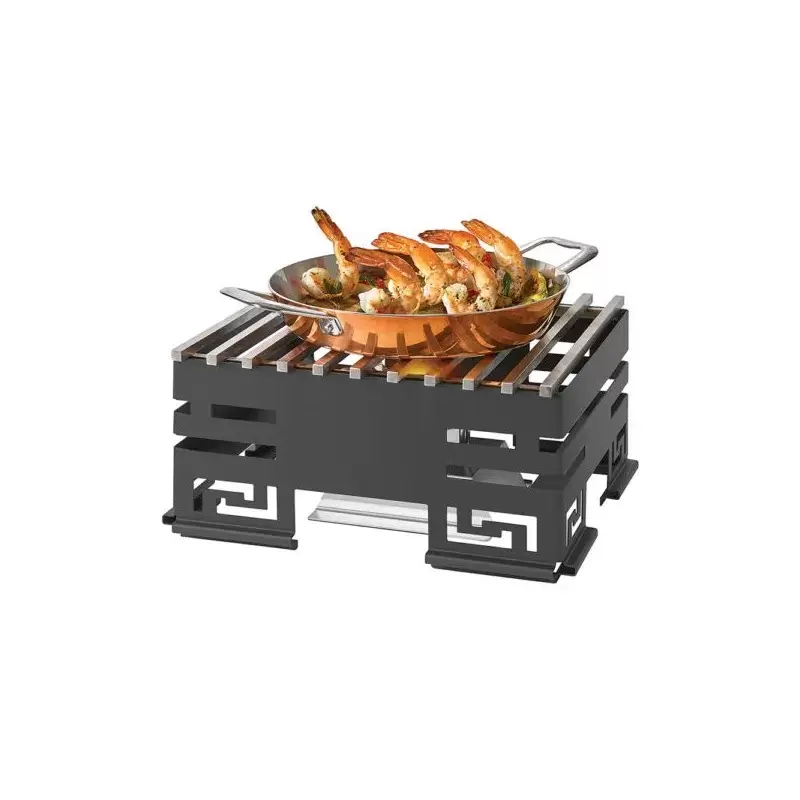 Rosseto Mini-Chef Black Matte Warmer Kit with Grill - Burner Stand - and 1 Fuel Holder - 1 SET - 13.5 x 15 x 7.2 In.