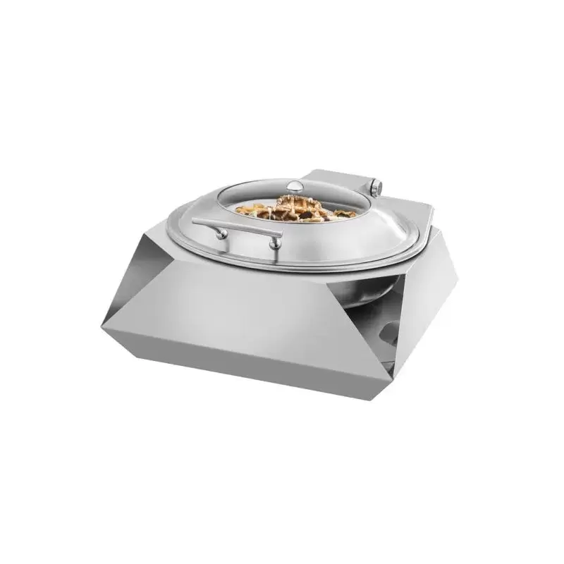 Rosseto Diamond Round Stainless Steel Chafer with Soft Closing Lid - 1 Piece - 19.13 x 19.5 x 11 In.