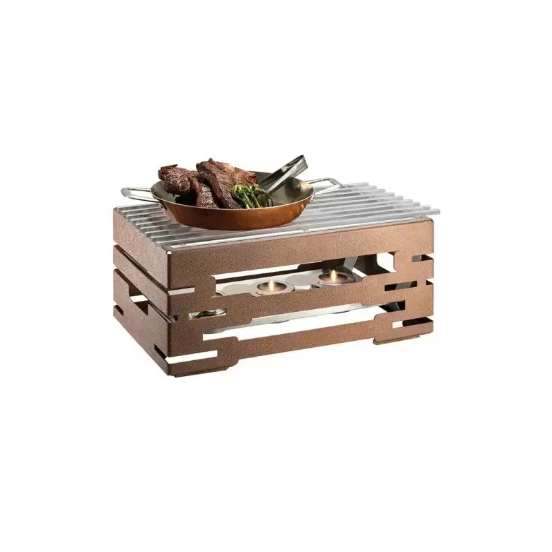 Rosseto Multi-Chef 10" Bronze Warmer Kit with Grill - 3 Fuel Holders - and Reversible Burner Stand - 1 SET - 23.25 x 13.5 x 10.