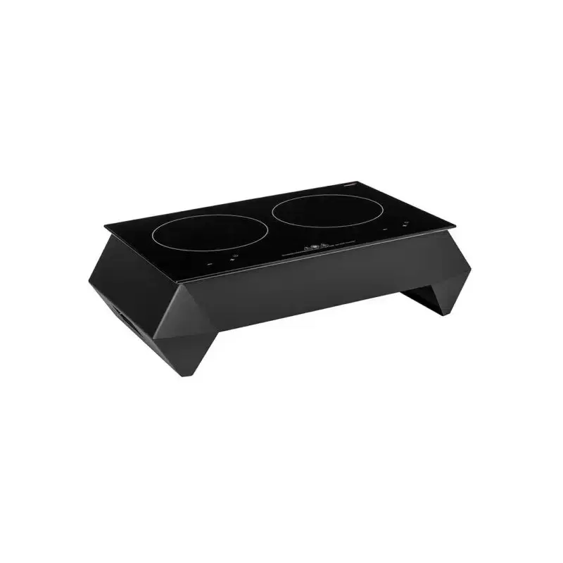 Rosseto Diamond Multi-Chef 7" Black Double Induction Kit with Touch-Top Controls - 120V 60Hz - 1 Piece - 25.50 x 16 x 8 In.