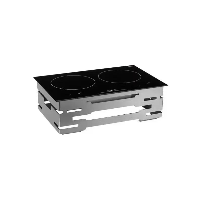 Rosseto Multi-Chef 7" Stainless Steel Double Induction Kit with Touch-Top Controls - 120V 60Hz - 1 Piece - 21.5 x 13.5 x 8 In.