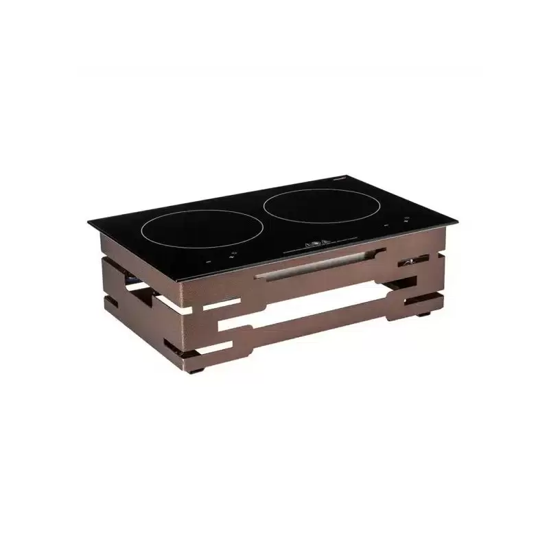 Rosseto Multi-Chef 7" Bronze Double Induction Kit with Touch-Top Controls - 120V 60Hz - 1 Piece - 21.5 x 13.5 x 8 In.