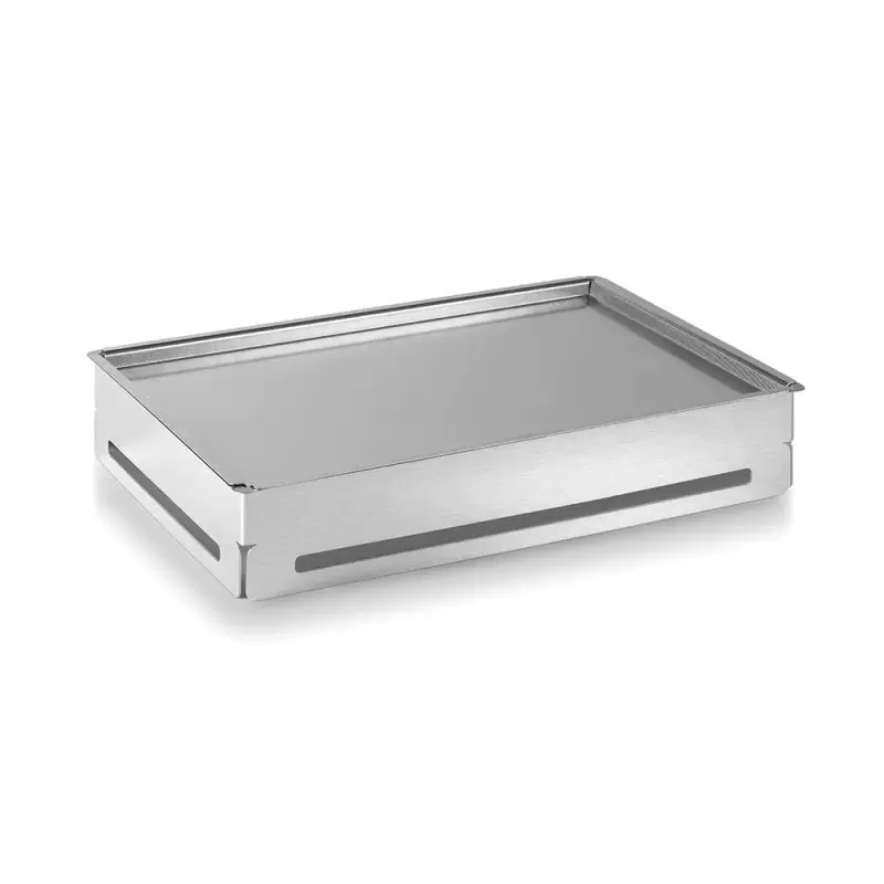 Rosseto Rectangle Stainless Steel Cooler with Stainless Steel Ice Bath - and Texturized Tray - 1 Piece - 21.75 x 14.75 x 4 In.