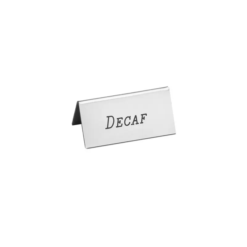 Cal-Mil Silver Decaf Beverage Tent - 3" x 1" x 1 1/2"