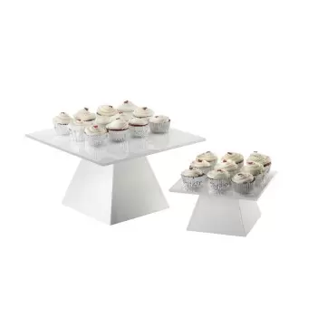 Cal-Mil 9 1/2" Square White Cake Pedestal Stand Riser Display