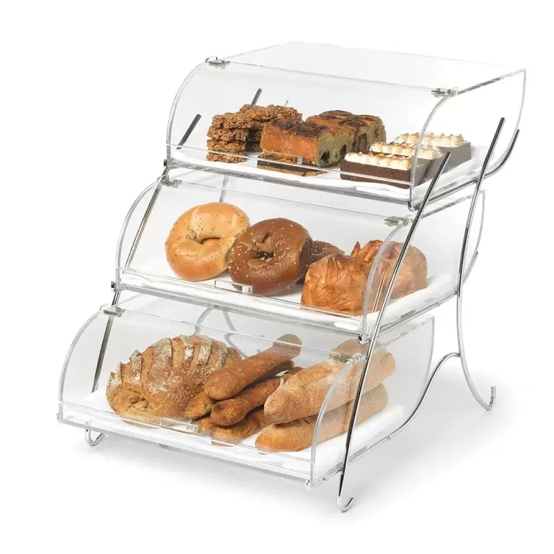 Rosseto Three-Tier Bakery Case with Stainless Steel Wire Stand - 1 Piece - 15.75 x 21.9 x 19.25 In.