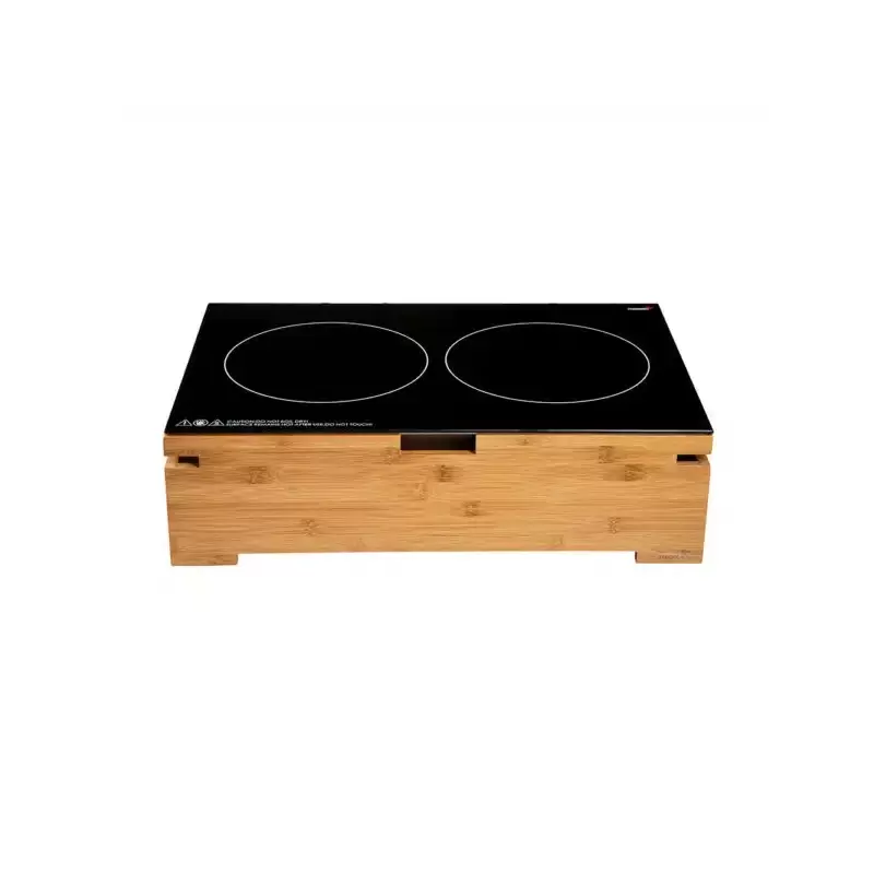 Rosseto Multi-Chef Double Touch-Top Induction Heater with Bamboo Base - 120V 60Hz - 1 Piece - 22.63 x 14.60 x 6.5 In.