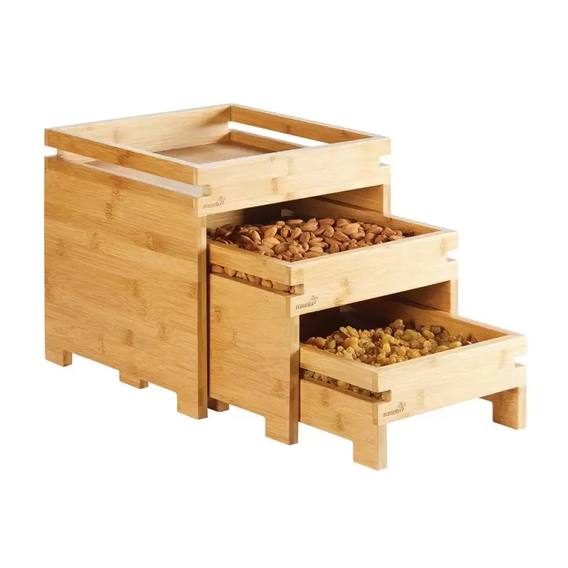 Rosseto Natura Bamboo Nesting Box Stands (3 pcs.) - 1 Piece - S- 9.1 x 12 x 4.4 M- 10.5 x 12 x 8.25 L- 12 x 12 x 12 In.