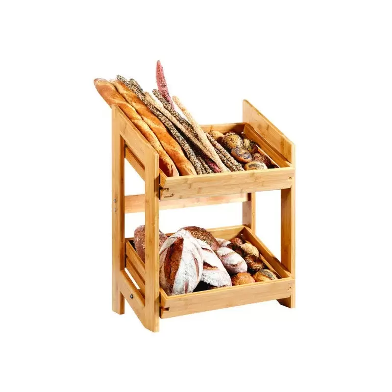 Rosseto Natura Bamboo Bread Stand with 2 Bamboo Trays - 1 Piece - 21.1 x 13.5 x 27.75 In.