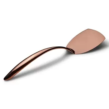 Bon Chef Solid EZ Use Banquet Stainless Steel Serving Turner - 14-3/4" Rose Gold Mirror Finish