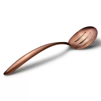 Bon Chef Slotted EZ Use Banquet Stainless Steel Serving Spoon - 13-1/2" Rose Gold Matte Finish