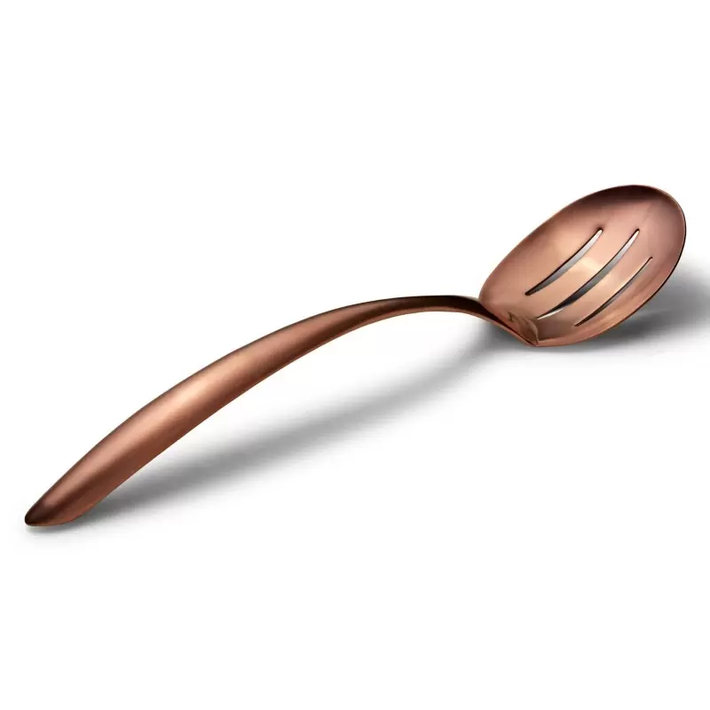 Bon Chef Slotted EZ Use Banquet Stainless Steel Serving Spoon - 13-1/2" Rose Gold Matte Finish