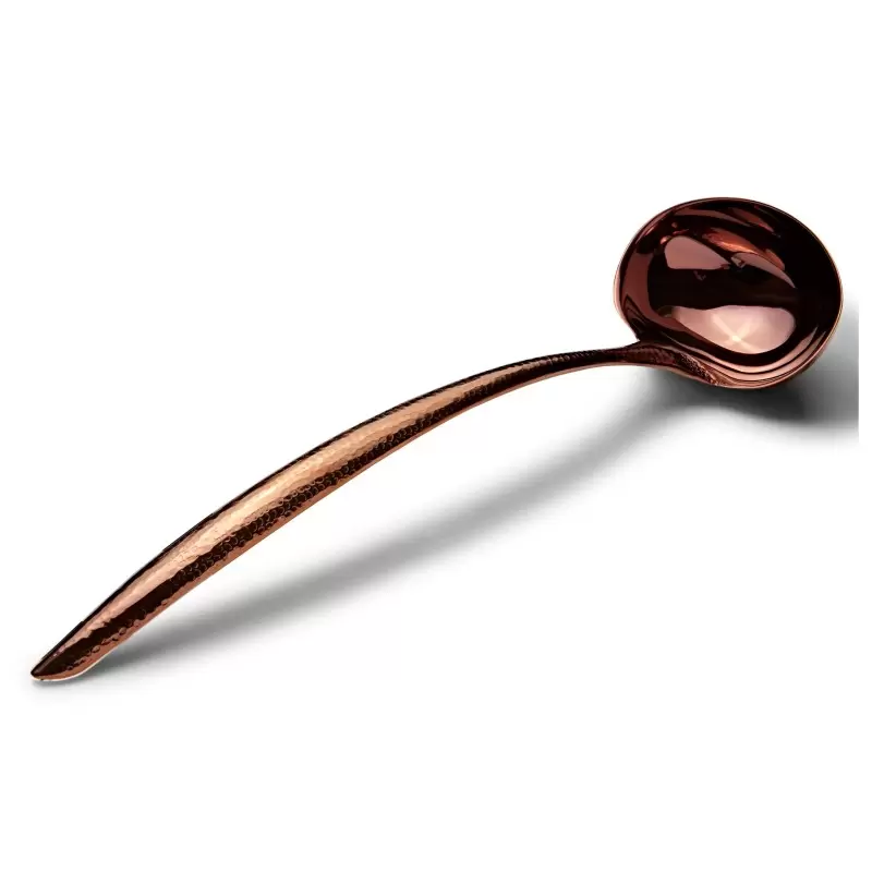 Bon Chef EZ Use Banquet Stainless Steel Serving Ladle 6 oz. - 15" Rose Gold Hammered Finish