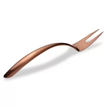 Bon Chef EZ Use Banquet Stainless Steel Serving Fork 14" - Hollow Cool Handle Rose Gold Matte Finish