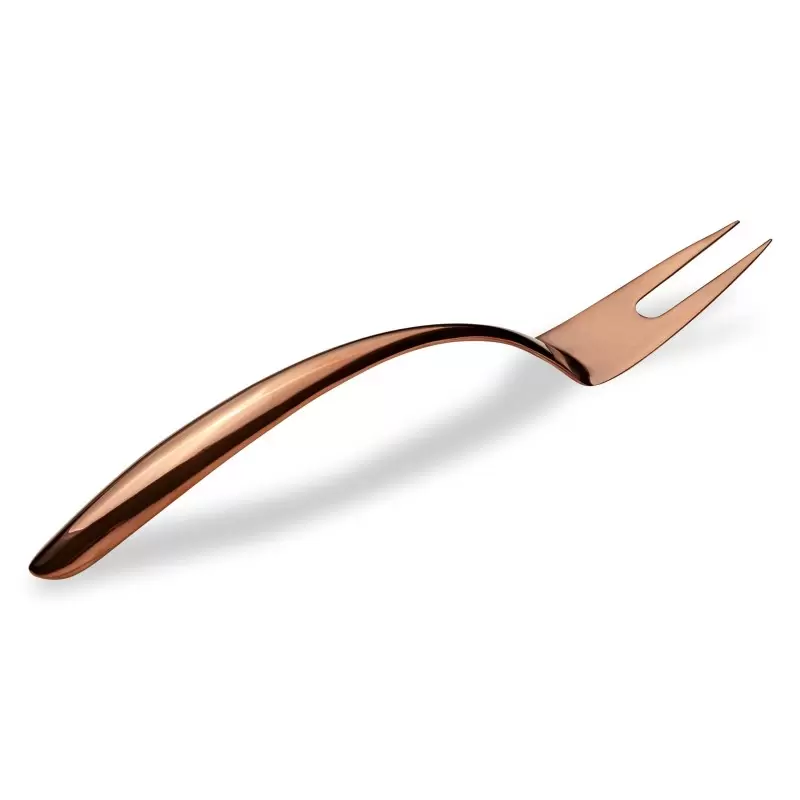 Bon Chef EZ Use Banquet Stainless Steel Serving Fork 14" - Hollow Cool Handle Rose Gold Mirror Finish