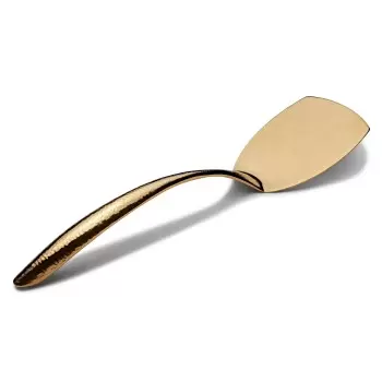 Bon Chef Solid EZ Use Banquet Stainless Steel Serving Turner - 14-3/4" Gold Hammered Finish