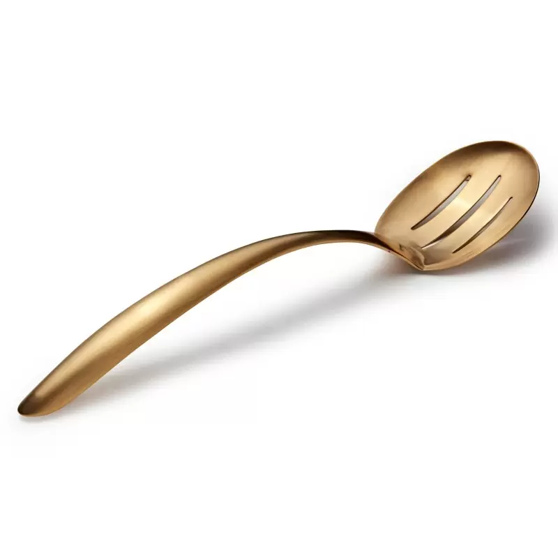 Bon Chef Slotted EZ Use Banquet Stainless Steel Serving Spoon - 13-1/2" Pvd Coated Gold