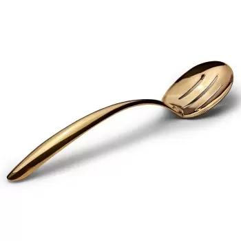 Bon Chef Slotted EZ Use Banquet Stainless Steel Serving Spoon - 13-1/2" Pvd Coated Gold