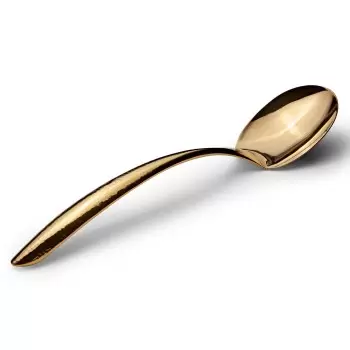 Bon Chef EZ Use Banquet Stainless Steel Serving Spoon 2 Oz. - 13-1/2" Gold Hammered Finish