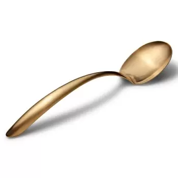 Bon Chef EZ Use Banquet Stainless Steel Serving Spoon 2 Oz. - 13-1/2" Gold Matte Finish