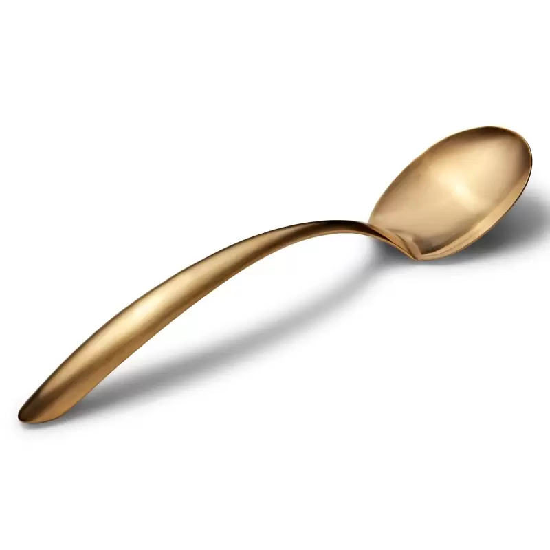 Bon Chef EZ Use Banquet Stainless Steel Serving Spoon 2 Oz. - 13-1/2" Gold Matte Finish