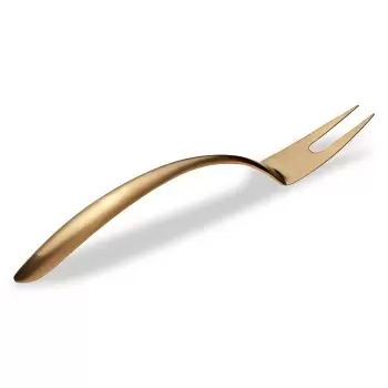 Bon Chef EZ Use Banquet Stainless Steel Serving Fork 14" - Hollow Cool Handle Gold Matte Finish