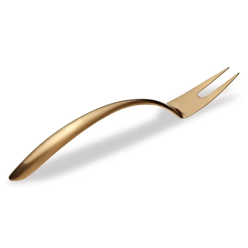 Bon Chef EZ Use Banquet Stainless Steel Serving Fork 14" - Hollow Cool Handle Gold Matte Finish