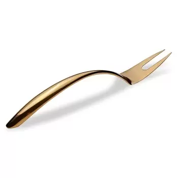 Bon Chef EZ Use Banquet Stainless Steel Serving Fork 14" - Hollow Cool Handle Gold Mirror Finish